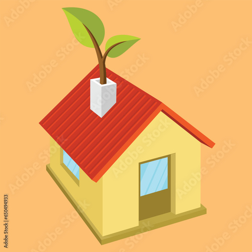 eco house isometric vector illustration 3Dvector pro illustration photo