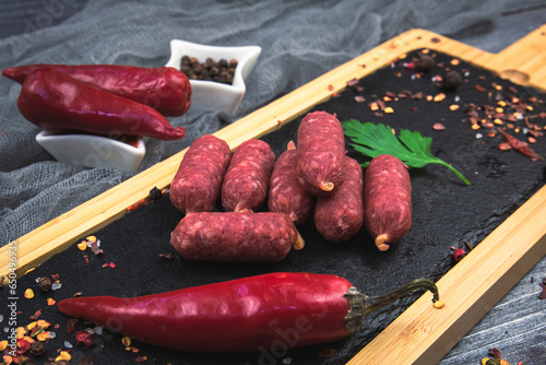 Small smoked sausages with a spicy pepper flavor.