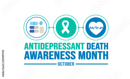 October is Antidepressant Death Awareness Month background template. Holiday concept. background, banner, placard, card, and poster design template with text inscription and standard color. vector