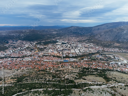 Drone view of Mostar city, Bosnia and Herzegovina