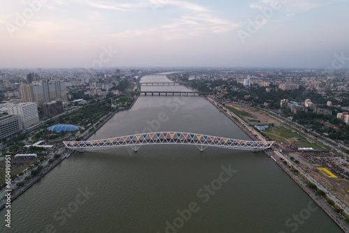 Atal Bridge Ahmedabad Gujarat India. Sunset Time Ahmedabad City View.