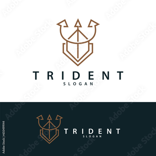 Neptune Poseidon Trident Logo, Spear Simple Vintage Template Design