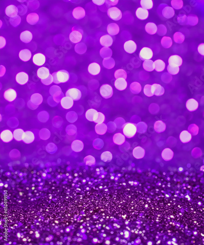 Purple glitter lights, defocused light reflections purple bokeh background, Winter concept, christmas, love