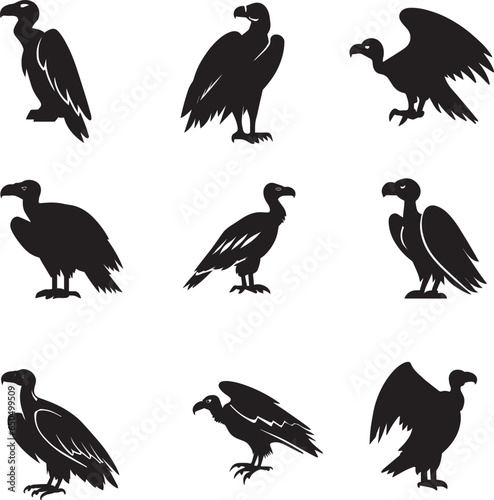 Vulture vector silhouette illustration Black color