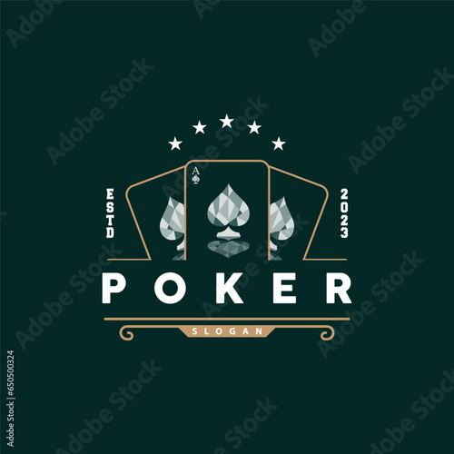 Poker Card Logo Classic Vector Gambling Game Design Simple Symbol Template