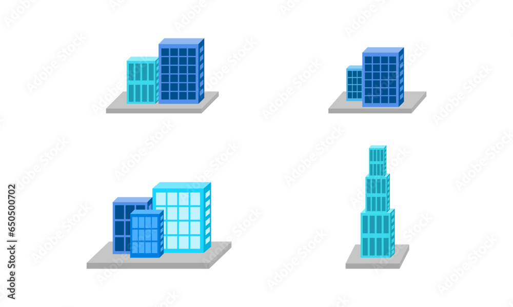 Flat Modern building icon set