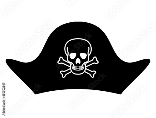 Pirate hat silhouette vector art white background