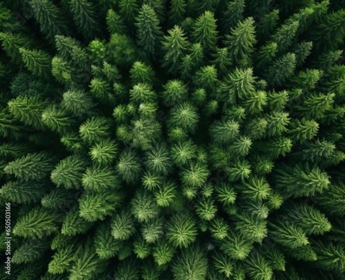 A bird s-eye view of the lush green treetops of a mountain forest  creating a mesmerizing aerial topography  all in the style of minimalist backgrounds