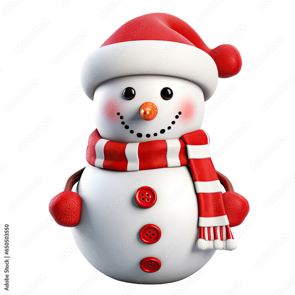 Snowman , Christmas and New Year decoration , cut out transparent isolated on white background ,PNG file ,artwork graphic design illustration.