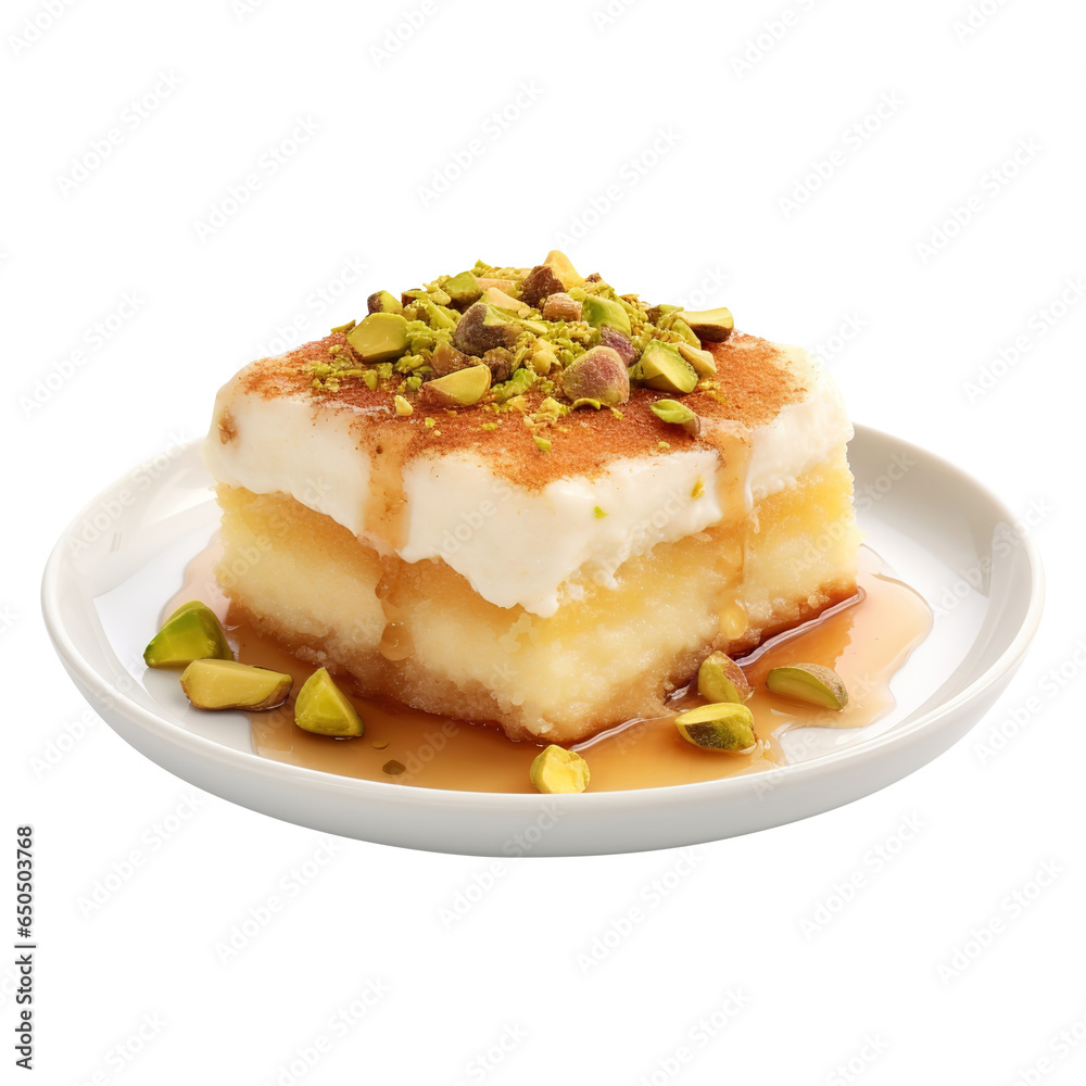 plate of dessert - kunafa - konafa isolated on transparent background Remove png, Clipping Path plate of dessert - kunafa - konafa isolated on transparent background Remove png, Clipping Path