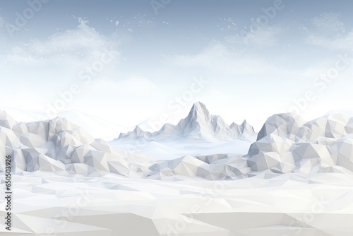 Illustration of abstract polygonal hills against the sky. Concept of minimalist nature and background. © Postproduction
