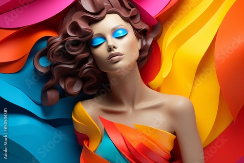 3d illustration of a woman using paper art