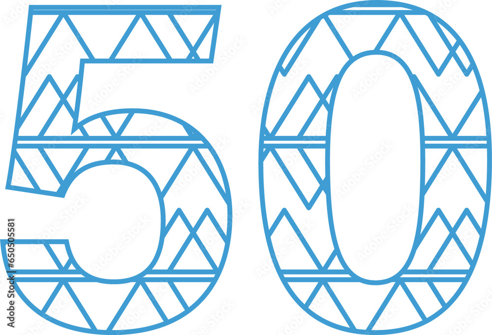 Digital png illustration of blue number 50 with pattern on transparent background Digital png illustration of blue number 50 with pattern on transparent background