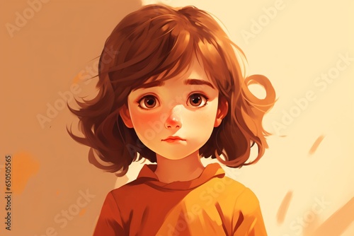 Cartoon illustration of a sad girl