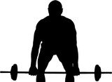 Digital png silhouette image of man lifting weight bar on transparent background