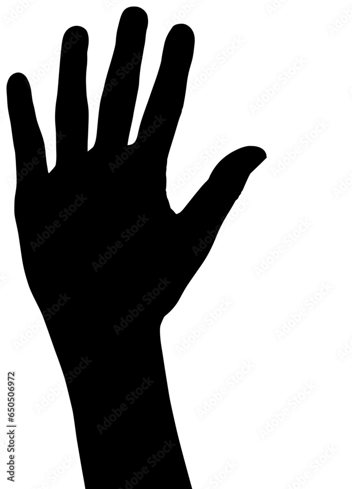 Digital png illustration of silhouette of black hand on transparent background