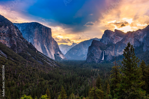 Colorful Sunrise over Yosemite Valley, Yosemite National Park, California