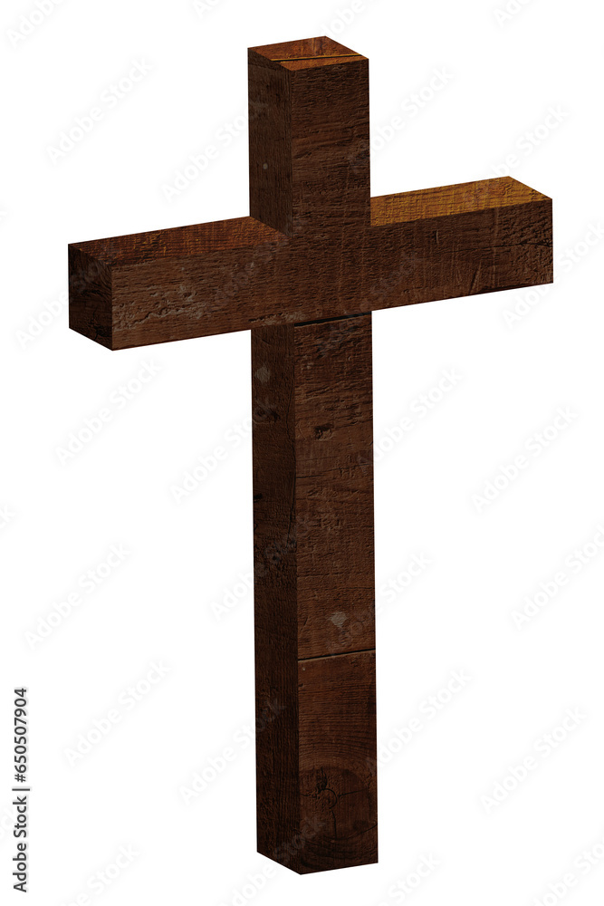 Digital png illustration of wooden cross on transparent background