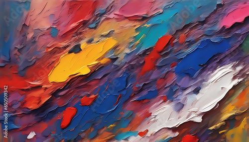 Closeup of abstract rough colorful multicolored art painting texture (Generative Ai)