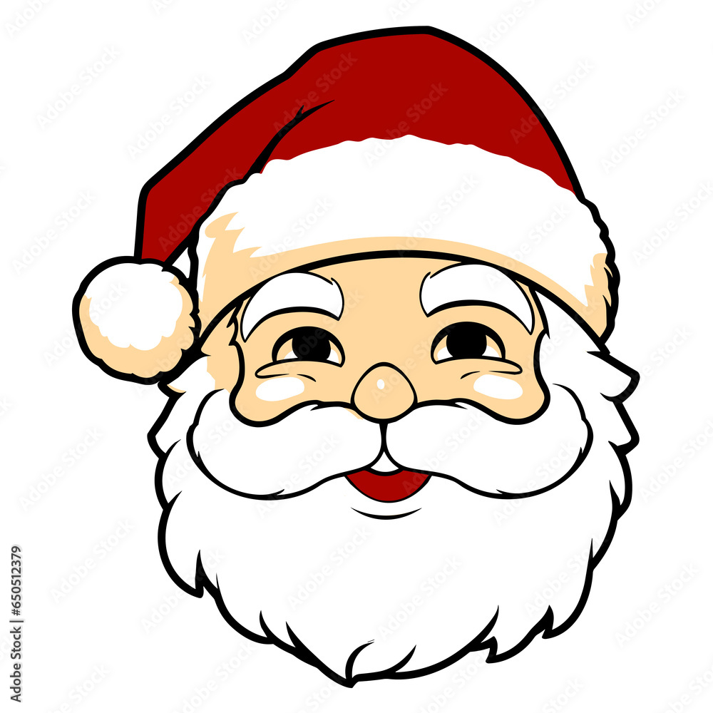 Cute Cartoon Santa Claus Sticker, isolated transparent background, Santa clause illustration, Generative Ai.