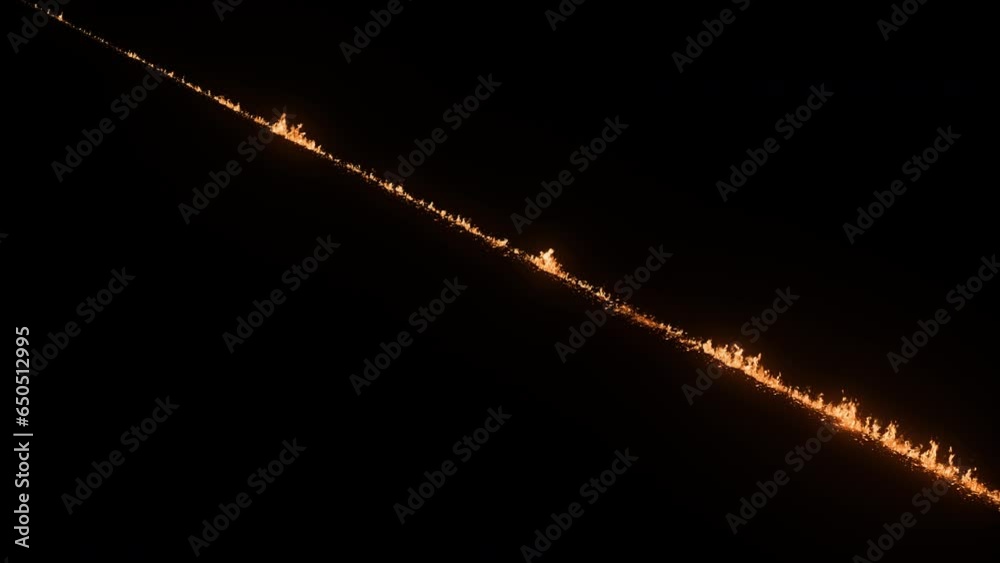 Single Fire Trail. Burning Trail. Fire Trail on Road
