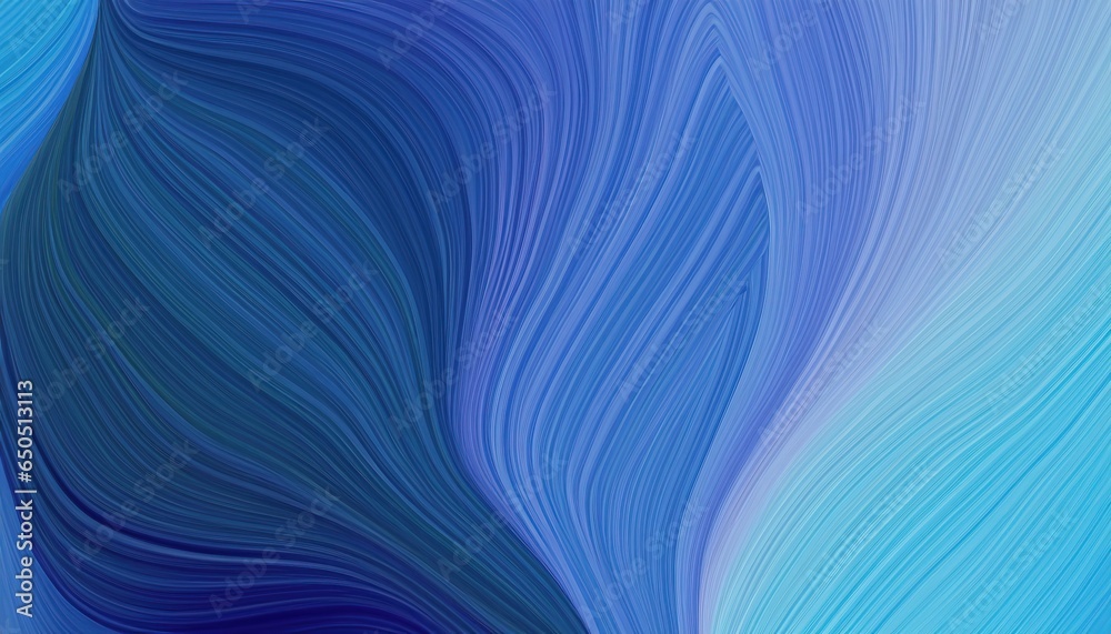 Fototapeta premium abstract blue background with lines, midnight blue and sky blue colors. dynamic curved lines with fluid flowing waves and curves