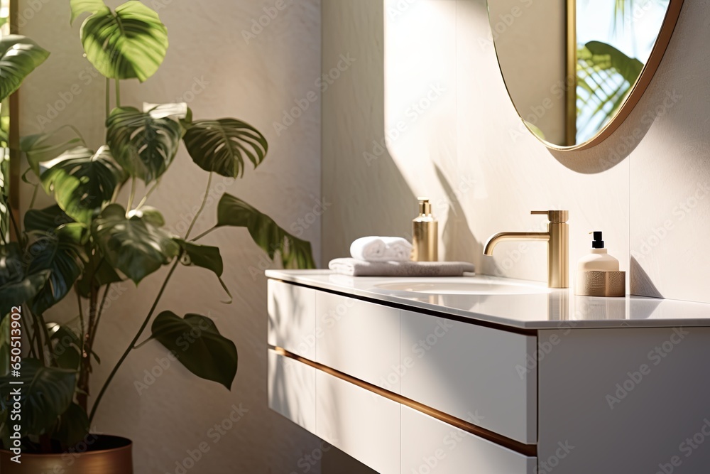 Fototapeta premium bathroom interior design template mockup beautiful basin counter top ideas showcase cosy clean and comfort home beautiful deisgn background