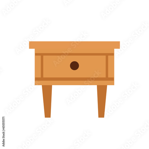 Side table with drawer, end table with storage, flat design vector illustration