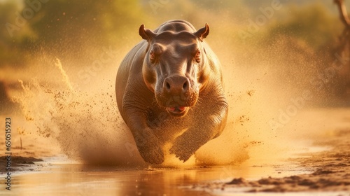 running hippopotamus