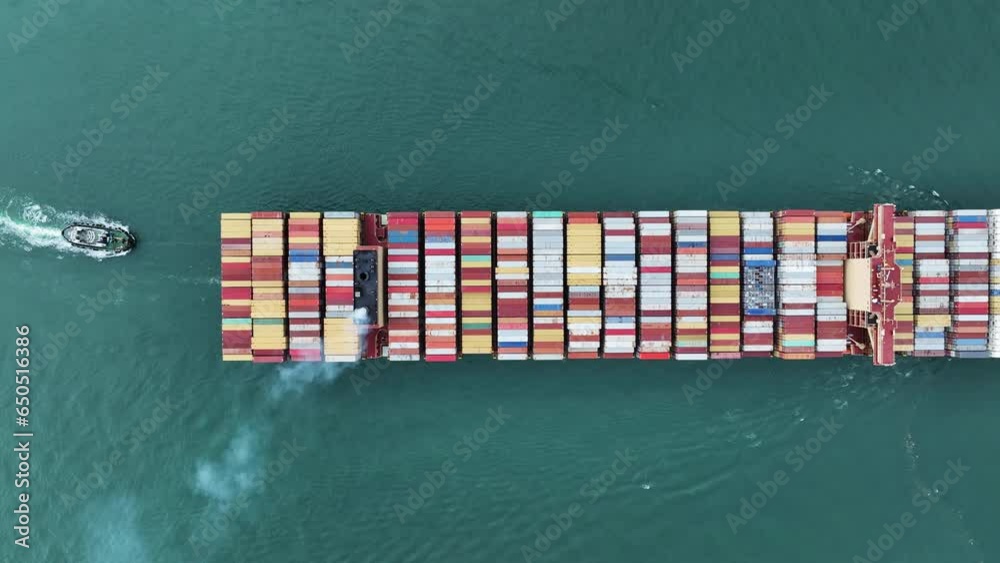 Smoke exhaust gas emissions carbondioxide from cargo lagre ship