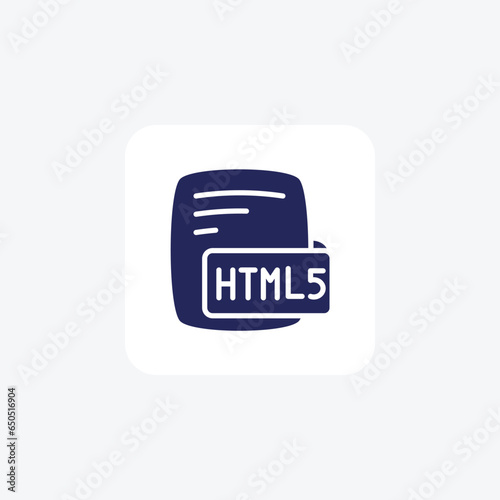 Html5 Hypertext Markup Language 5 Glyph Filled Style Icon