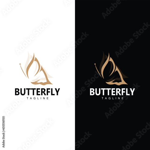 Butterfly Logo, Animal Design With Beautiful Wing Symbol Template