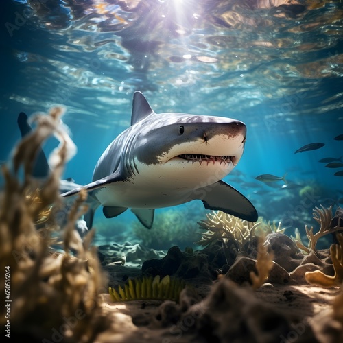 Majestic Shark in Crystal Clear Waters"