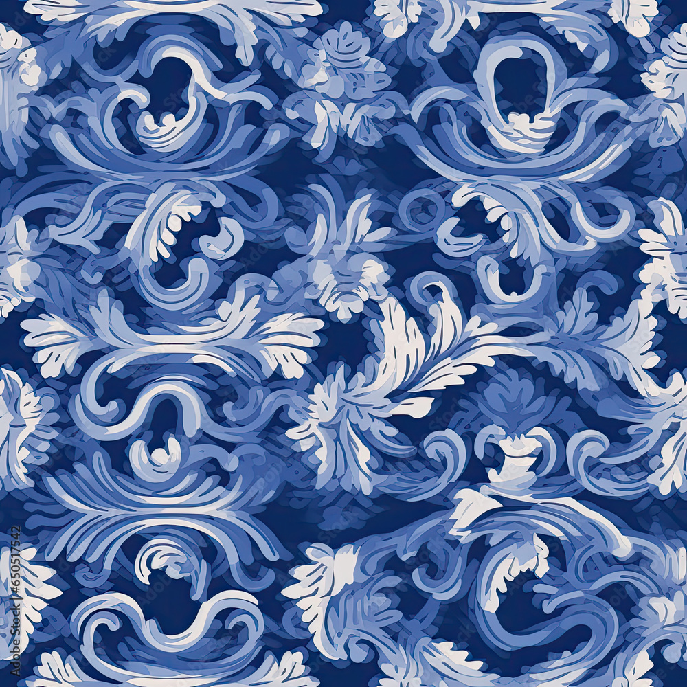 Blue background in Renaissance style blue colors patterns, AI Generated Blue background in Renaissance style blue colors patterns, AI Generated