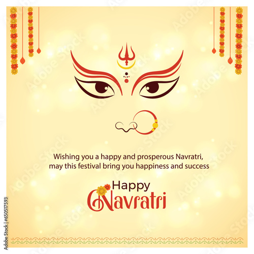 Happy Navratri Maa Durga Illustration Festival Floral Background Social Media Post Template Vector