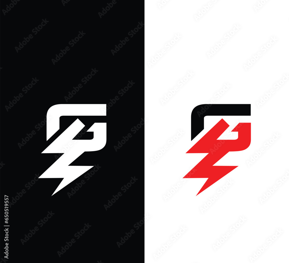 Creative Modern Initial Letter G Bolt Logo. Bolt Logo Design. Black and White Logo. Usable for Business Logos. Flat Vector Logo Design Template Element