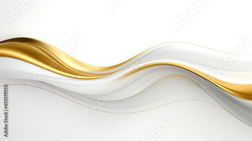 Elegant futuristic wave gold swirl lines wallpaper on white background created with Generative AI Technology