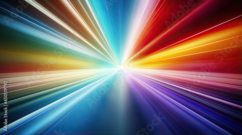 Wide abstract motion energy curve colorful rainbow light speed wallpaper created with Generative AI Technology