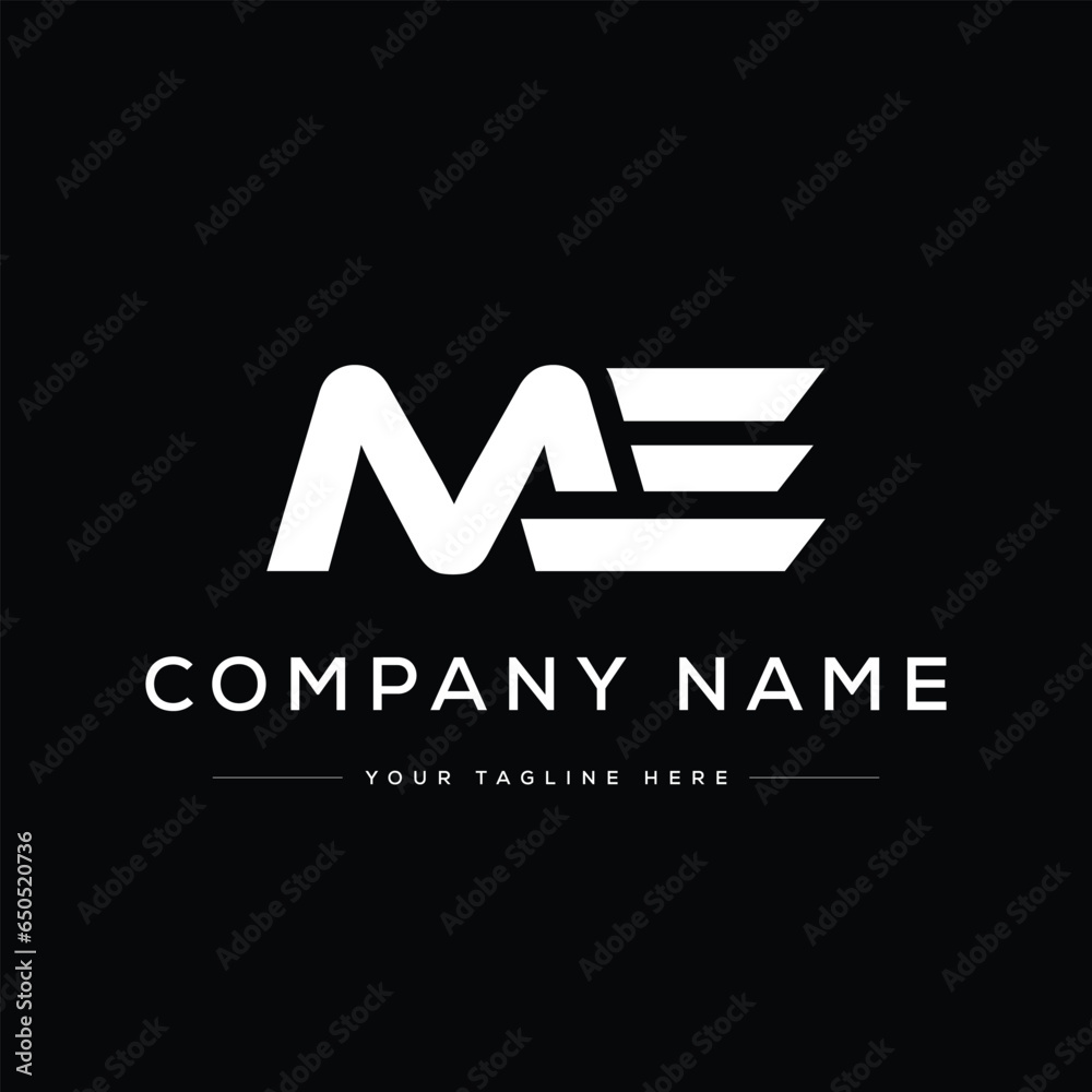 Creative Modern Monogram Letter ME Logo Design. Black and White Logo. Usable for Business Logos. Flat Vector Logo Design Template