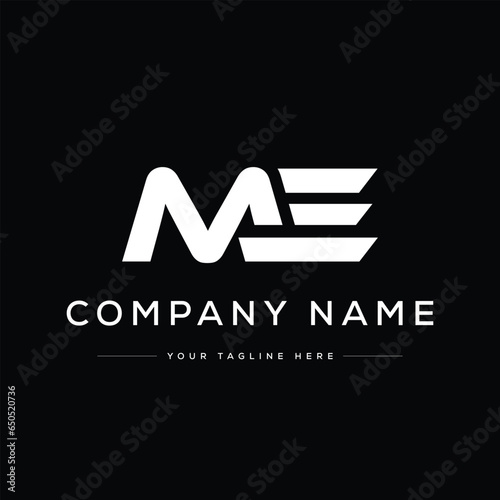 Creative Modern Monogram Letter ME Logo Design. Black and White Logo. Usable for Business Logos. Flat Vector Logo Design Template