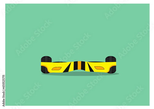 Vector illustration of mini electric hoverboard on green background. 
