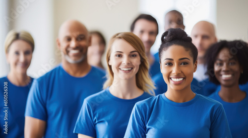 Wallpaper Mural Corporate volunteer event with participants wearing blue shirts Torontodigital.ca