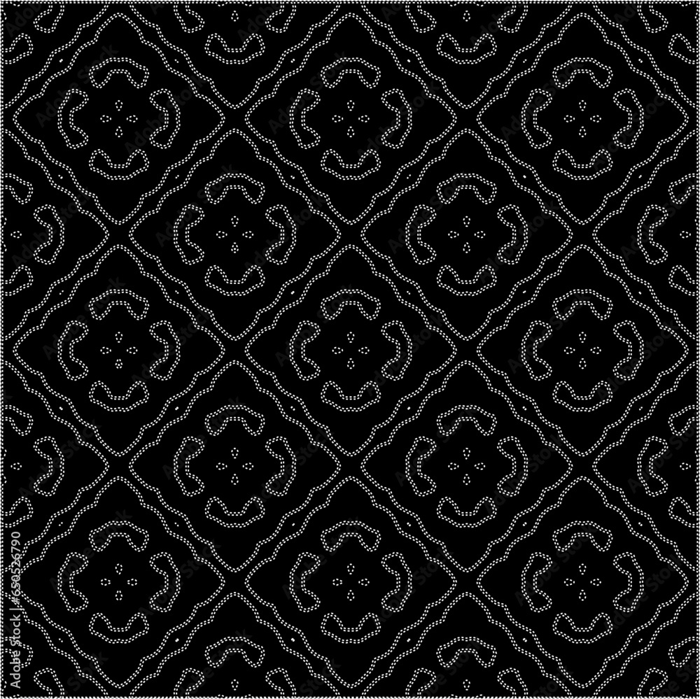 A repeat pattern of white dots on a black background. Simple texture for posters, sites, business cards, covers.