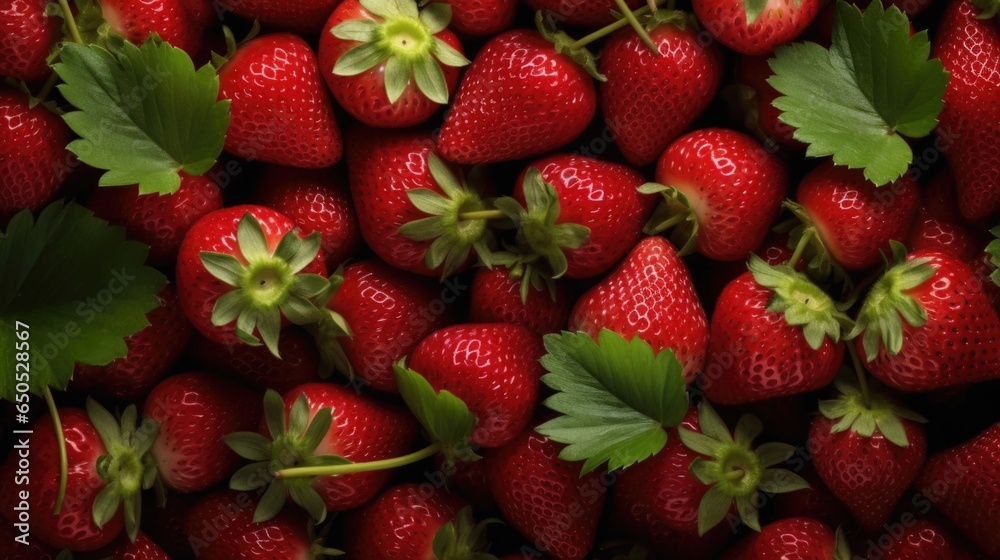 A close up of a bunch of strawberries - obrazy, fototapety, plakaty 