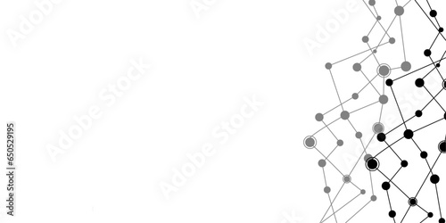 Grey graphic background dots with connections technologies and sharing data as abstract concept.