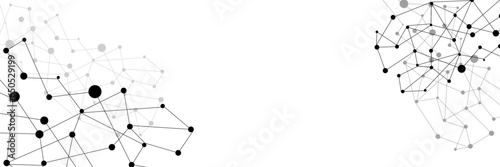 Grey graphic background dots with connections technologies and sharing data as abstract concept.