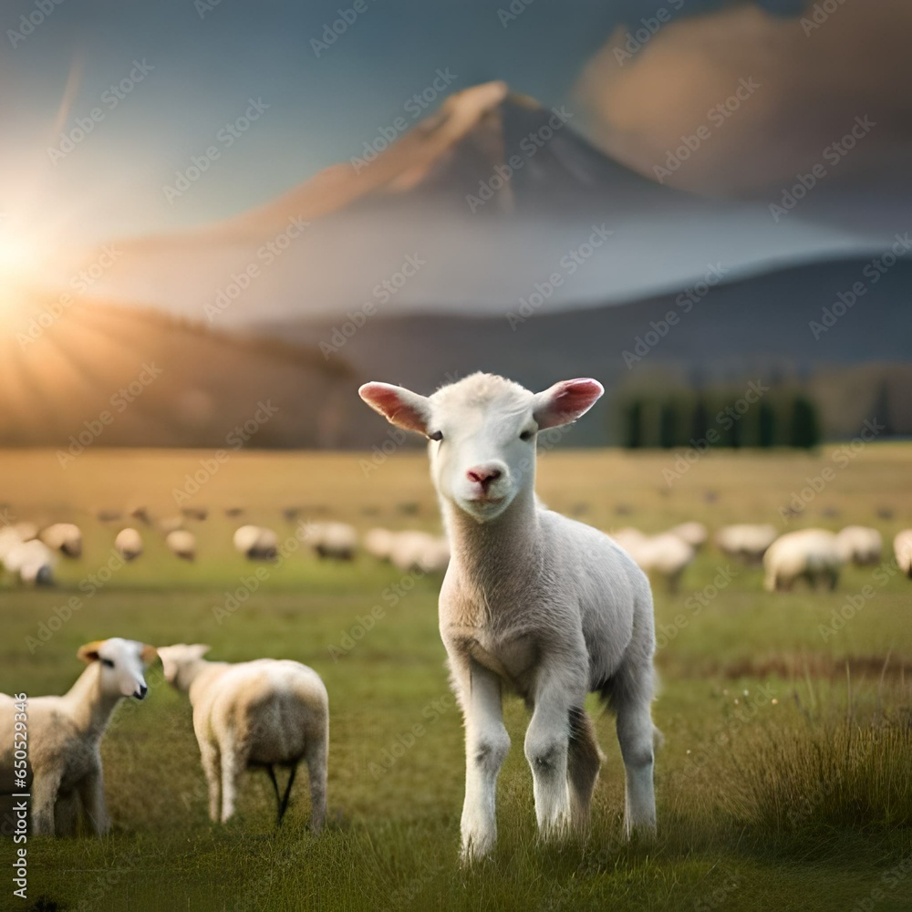 Obraz premium sheep and lamb generated by AI