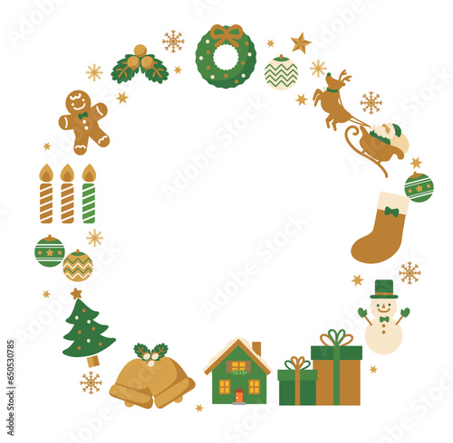 クリスマスリースのフレーム背景素材