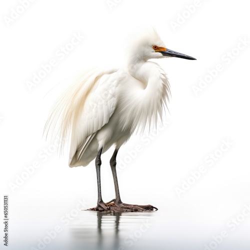 Little egret bird isolated on white background.