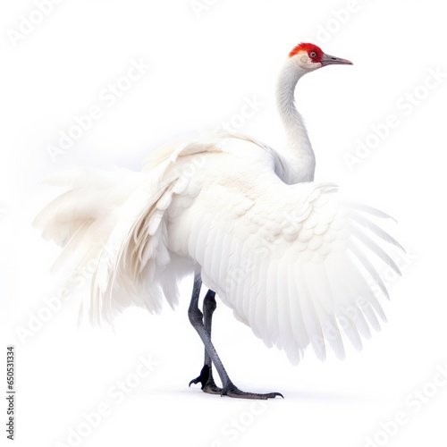 Whooping crane bird isolated on white background.